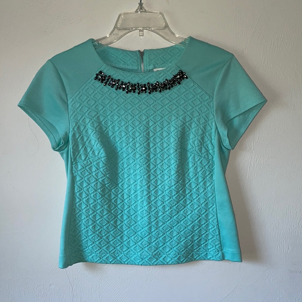 Teal Blue Jeweled Top